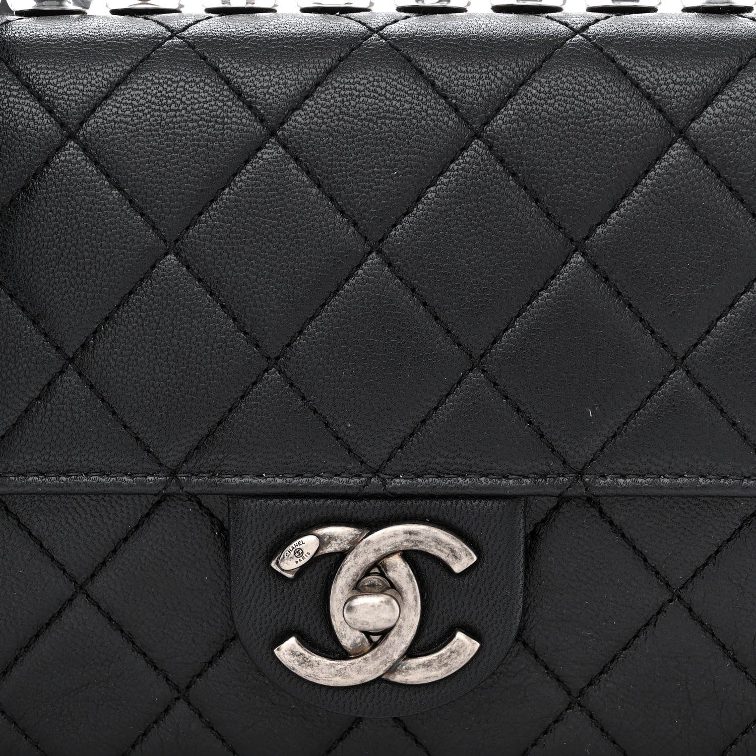 Chanel Goatskin Quilted Logo Small Chic Flap Black 8 of 10
