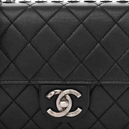 Chanel Goatskin Quilted Logo Small Chic Flap Black 8 of 10