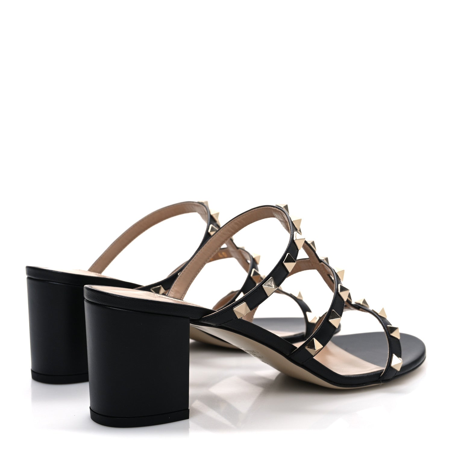 Valentino Garavani Calfskin Rockstud 60mm Caged Slide Sandals 40 Black 5 of 11