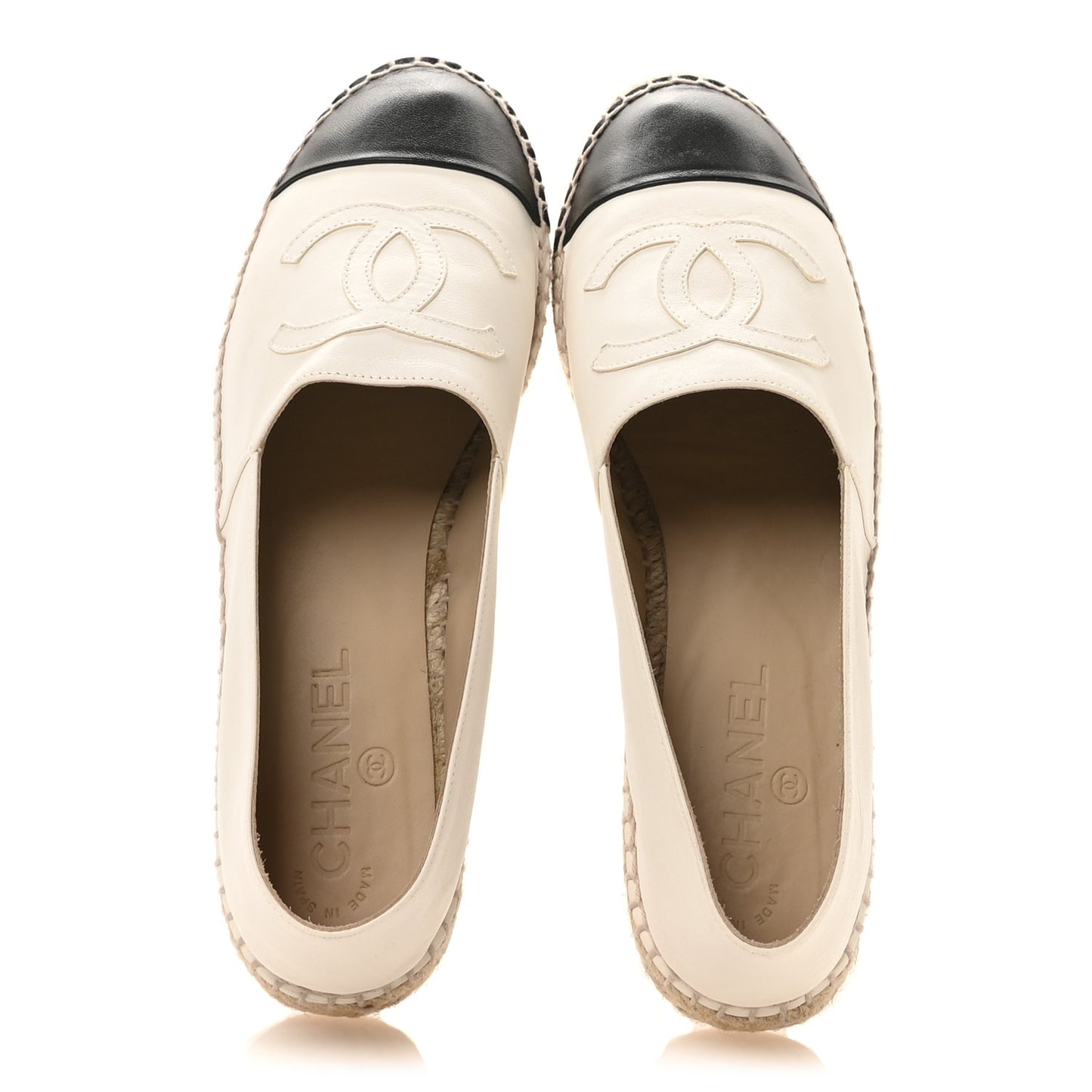 Lambskin CC Espadrilles 38 White Black