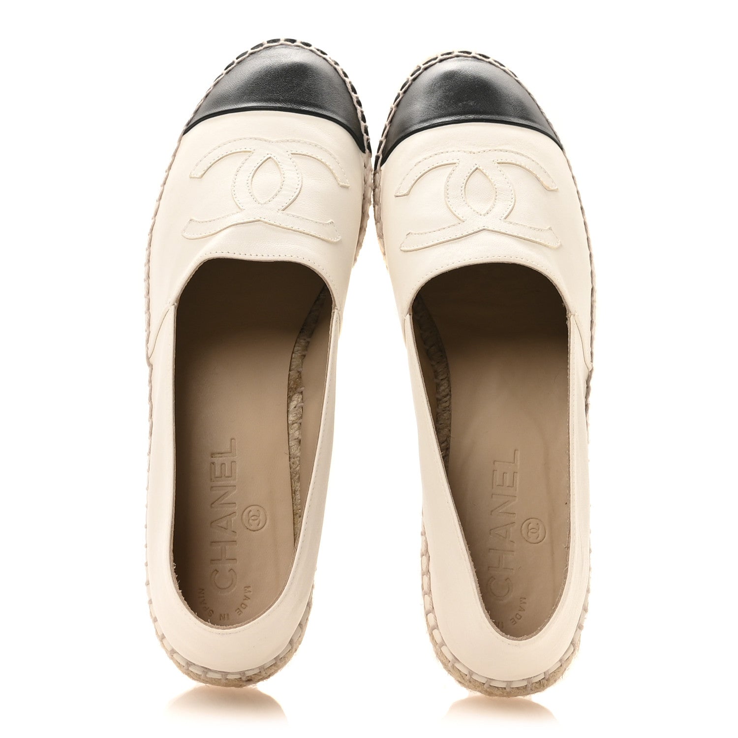 Chanel Lambskin CC Espadrilles 38 White Black 2 of 9