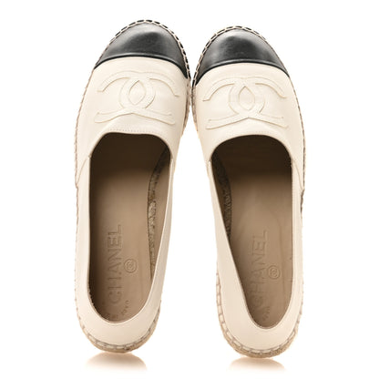 Chanel Lambskin CC Espadrilles 38 White Black 2 of 9