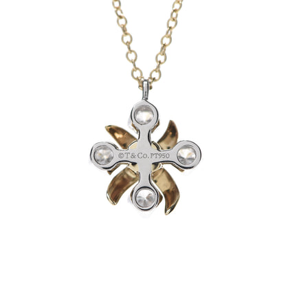 Tiffany Platinum 18K Yellow Gold Diamond Schlumberger Lynn Pendant Necklace 6 of 7