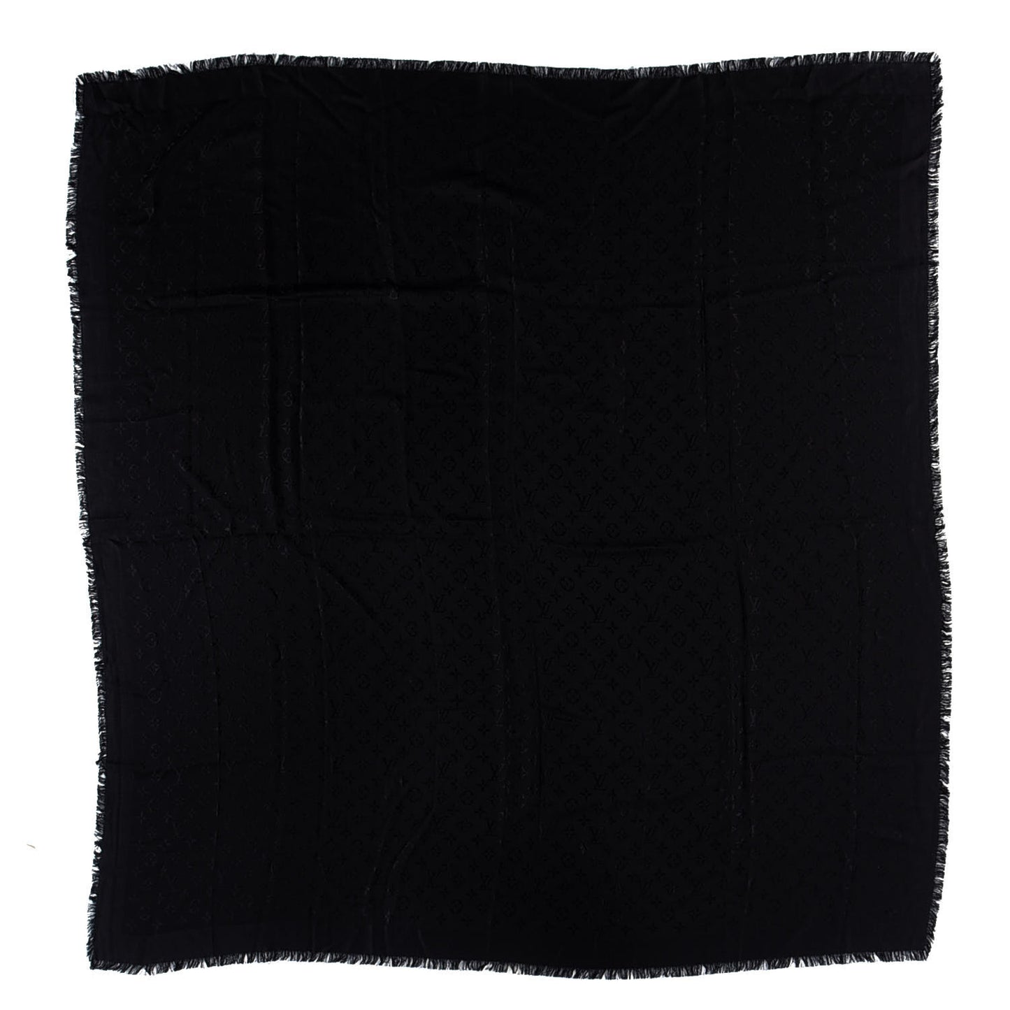 Silk Wool Monogram Shawl Black