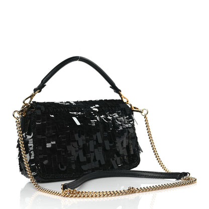 Fendi Sequin Paillettes Shiny Nappa Sex and the City Mini Baguette Black 2 of 9