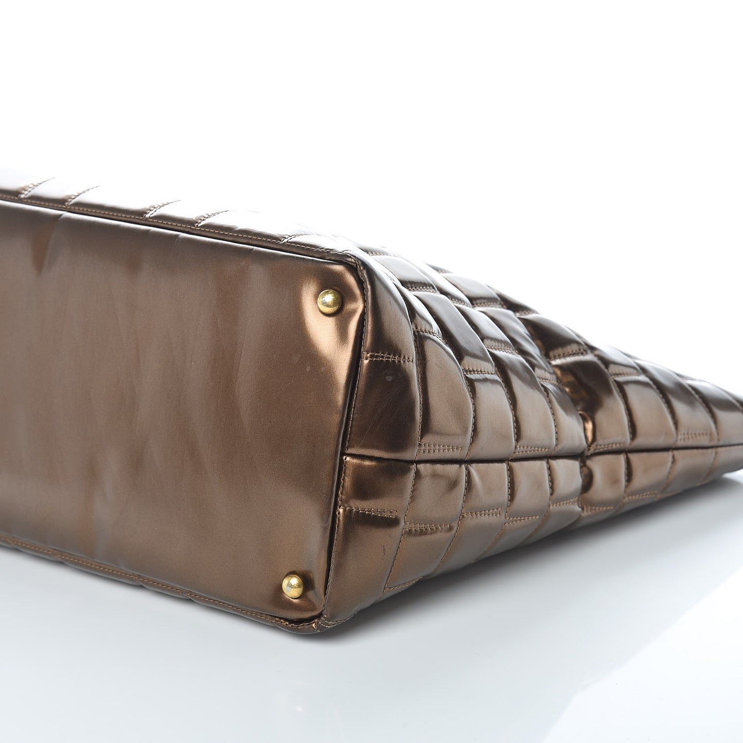 Vinyl Quilted Large Frozen Tote Bronze