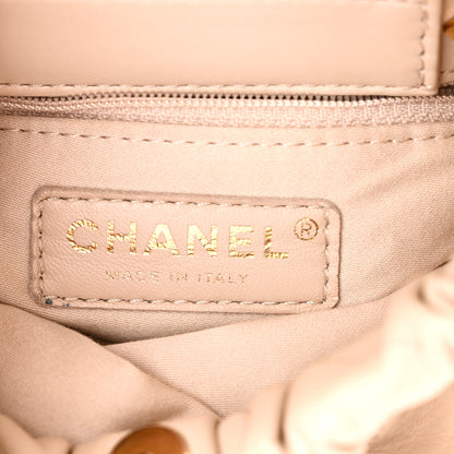 Chanel Lambskin Resin Quilted Small Bucket Bag Beige 6 of 10