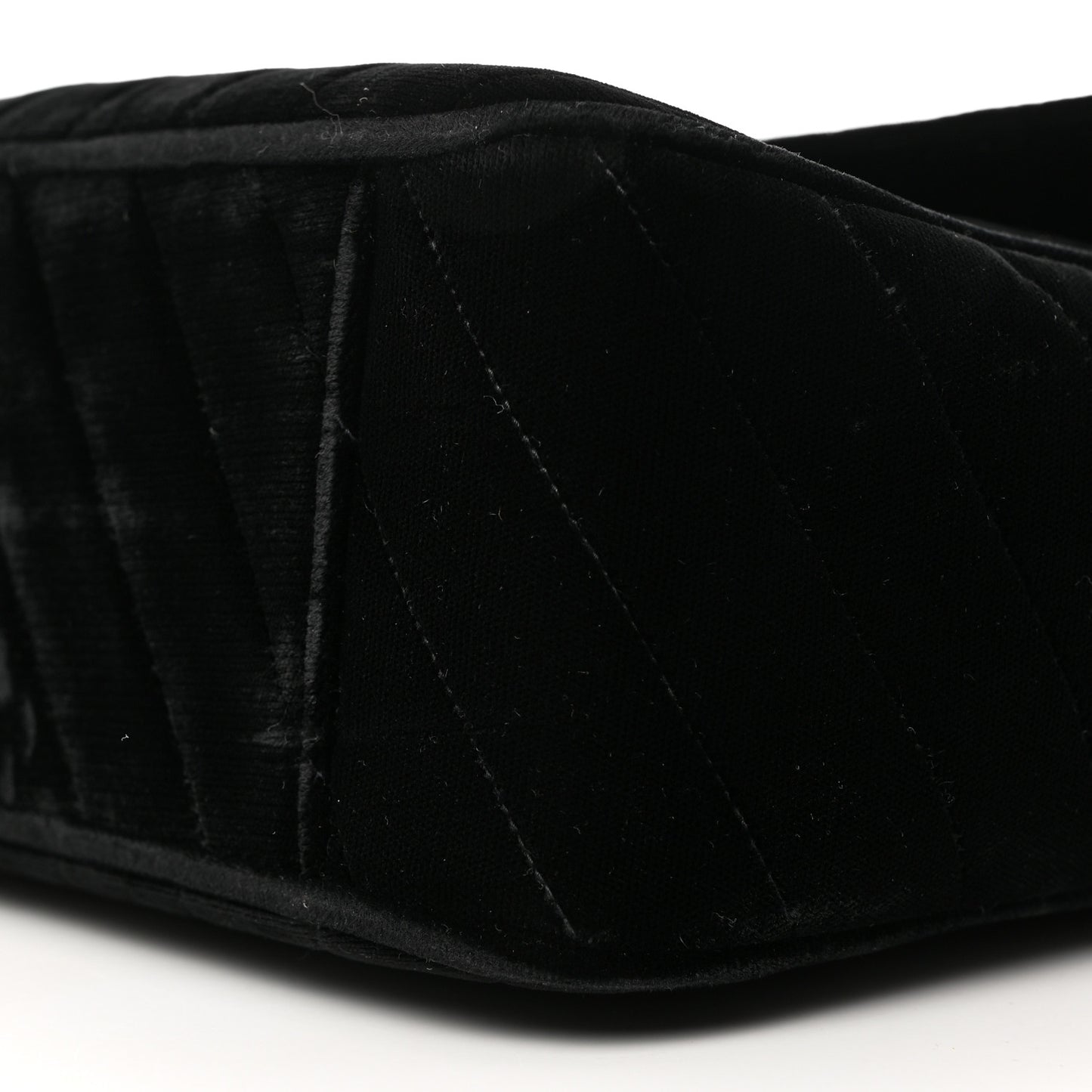 Velvet Chevron Quilted XL Jumbo Flap Black