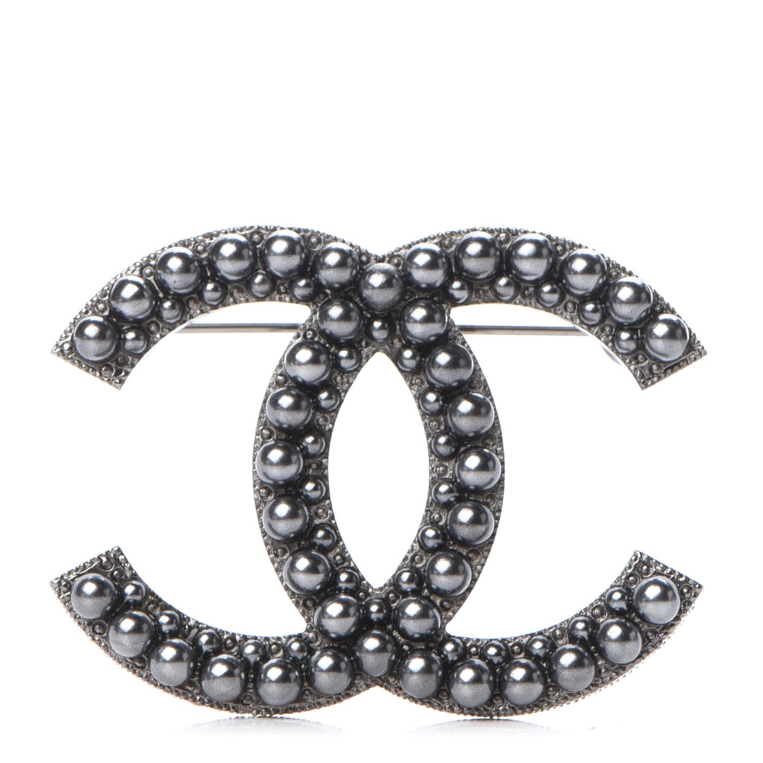 Chanel Ruthenium Pearl CC Brooch Dark Grey 1 of 5