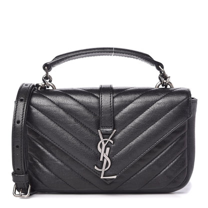 Saint Laurent Sheepskin Matelasse Chevron Monogram College Chain Wallet Black 1 of 8