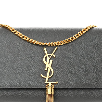Saint Laurent Grain De Poudre Medium Classic Monogram Kate Tassel Satchel Grey 8 of 10