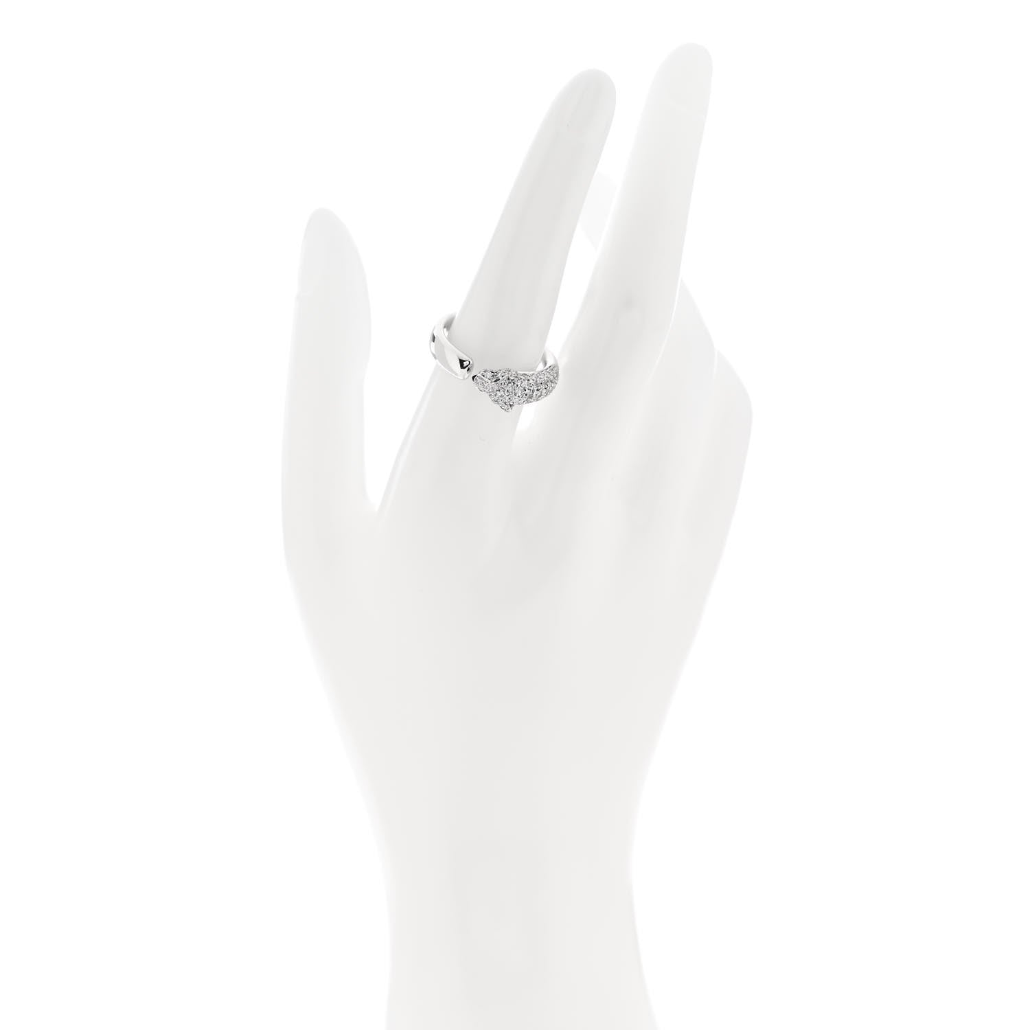 Cartier 18K White Gold Diamond Black Onyx Emerald Panthere De Cartier Ring 55 7.25 2 of 5