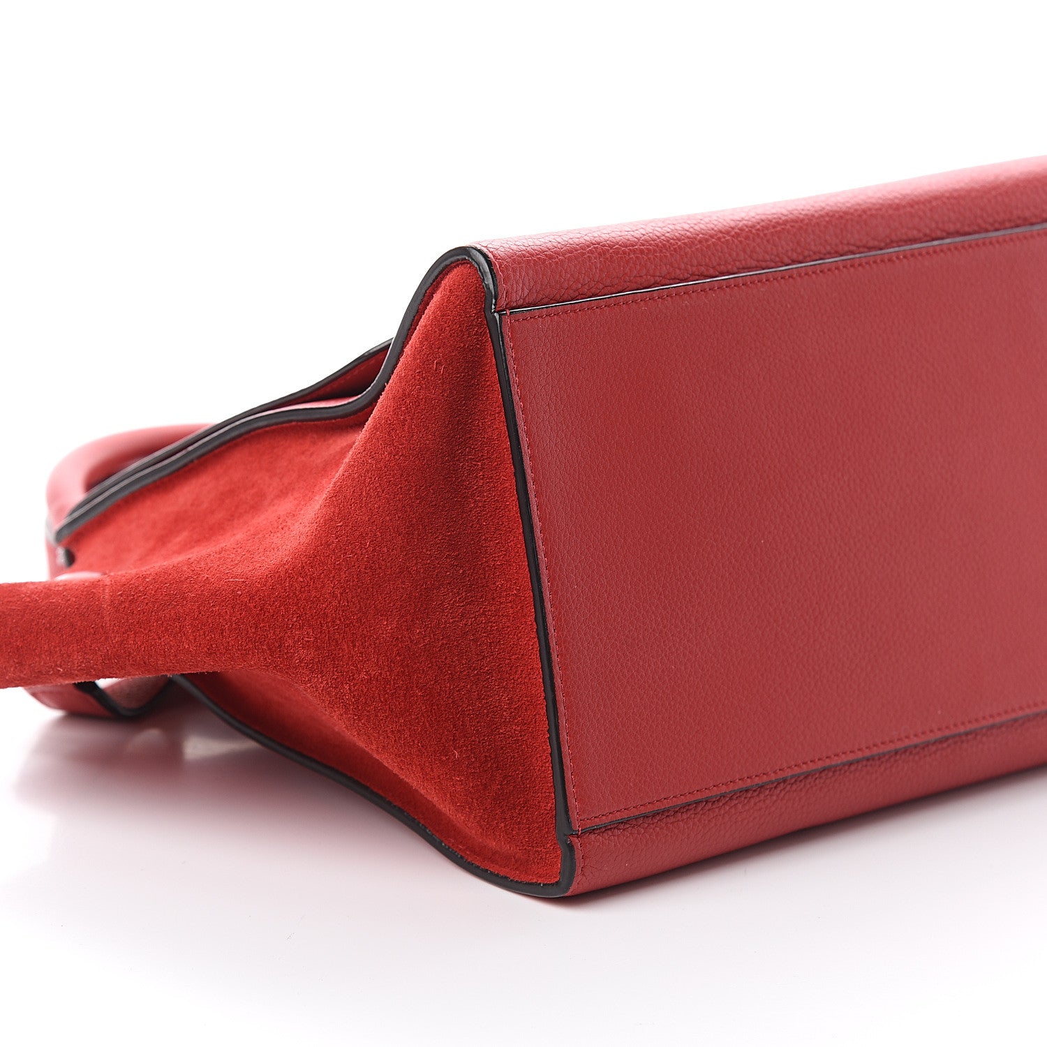 Celine Drummed Calfskin Suede Small Trapeze Coquelicot 7 of 8