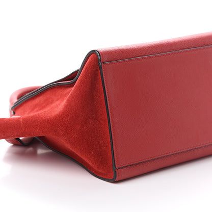 Celine Drummed Calfskin Suede Small Trapeze Coquelicot 7 of 8