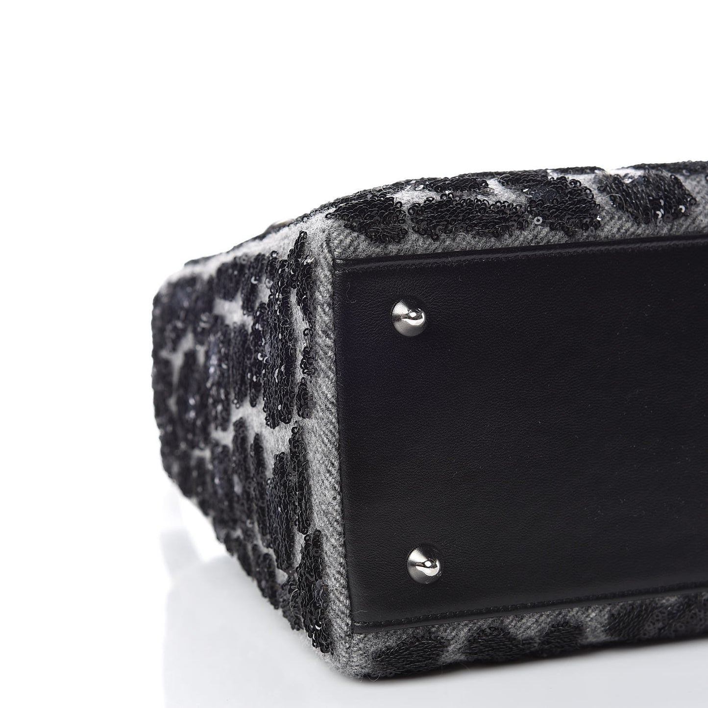 Wool Sequin Embellished Medium Lady Dior Black