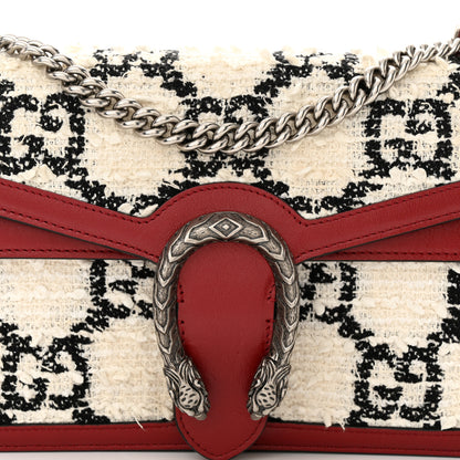 Gucci Tweed GG Monogram Small Dionysus Shoulder Bag White Black Romantic Cherry 9 of 12