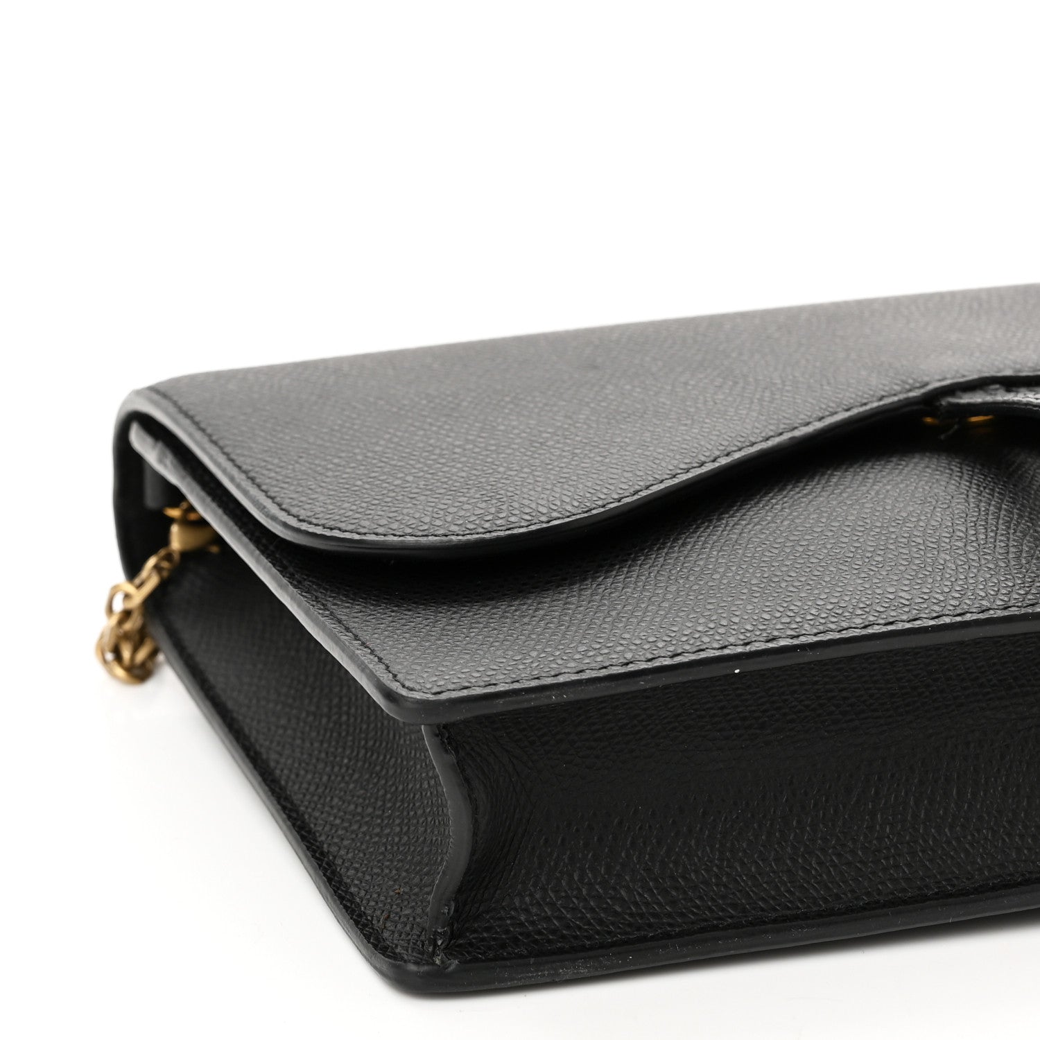 Christian Dior Grained Calfskin Saddle Chain Wallet Pouch Black 8 of 13