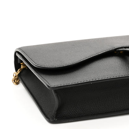 Christian Dior Grained Calfskin Saddle Chain Wallet Pouch Black 8 of 13