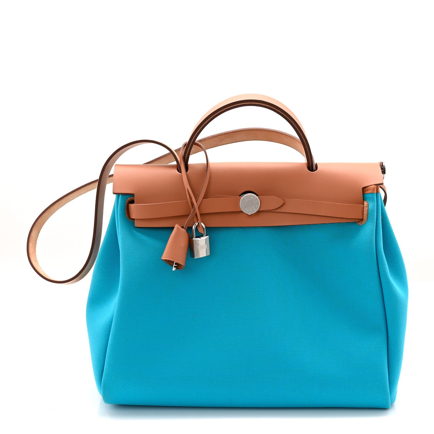 Hermes Toile Officier Vache Hunter Verso Herbag Zip Retourne PM 31 Bleu Azteque Menthe 1 of 11