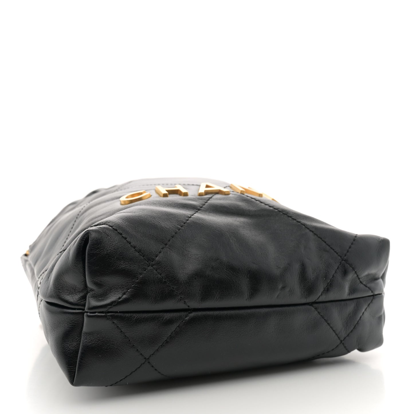 Shiny Calfskin Quilted Mini Chanel 22 Black