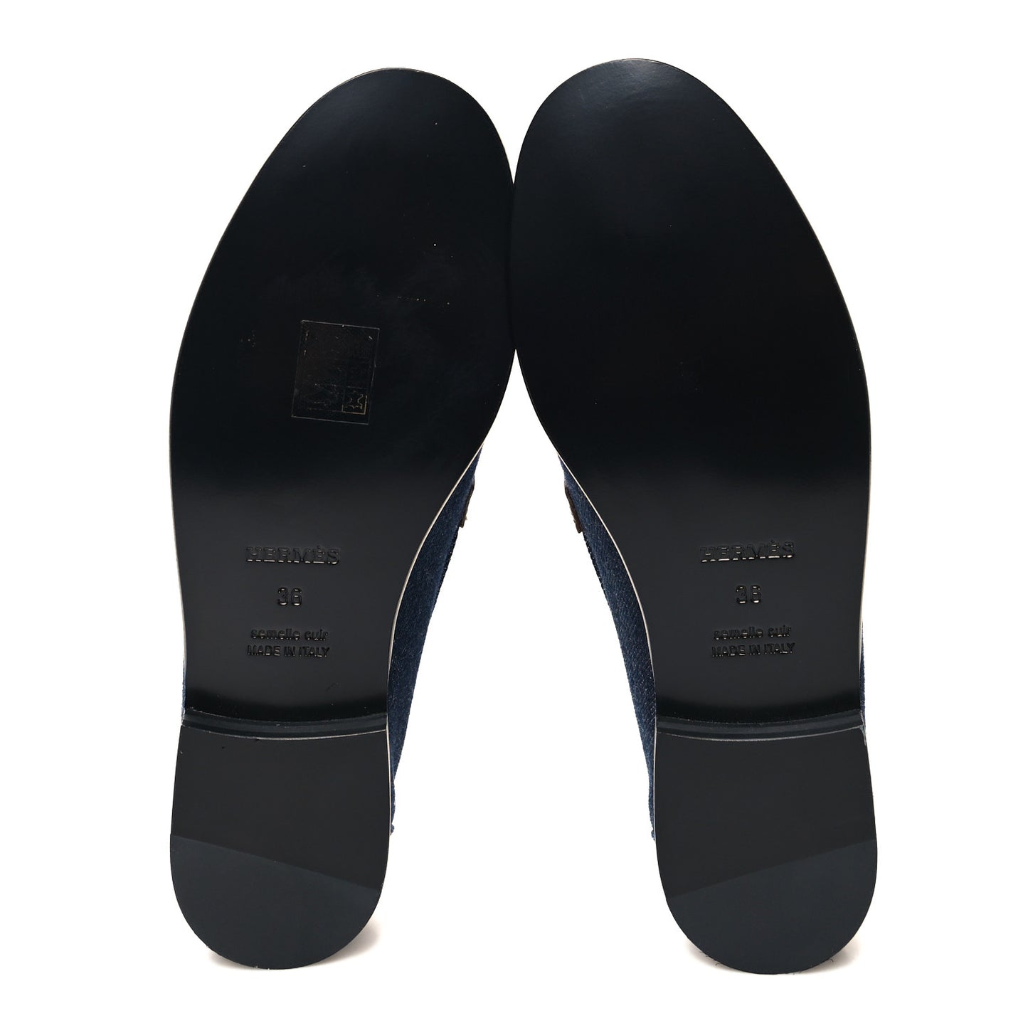 Denim Canvas Calfskin Womens Destin Loafer 36 Bleu Brut Gold