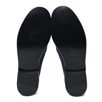 Hermes Denim Canvas Calfskin Womens Destin Loafer 36 Bleu Brut Gold 5 of 9