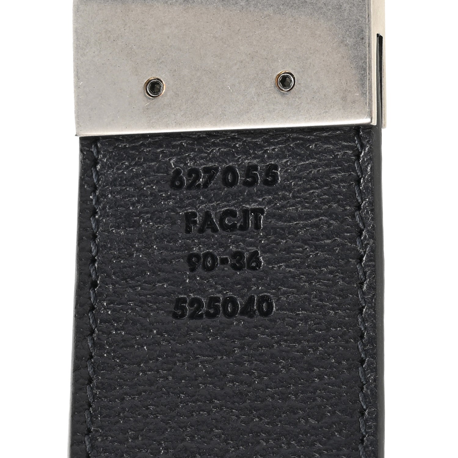 Gucci GG Supreme Monogram Plutone Calfskin Palladium Double G Reversible 37mm Belt 90 36 Black Blue 6 of 6