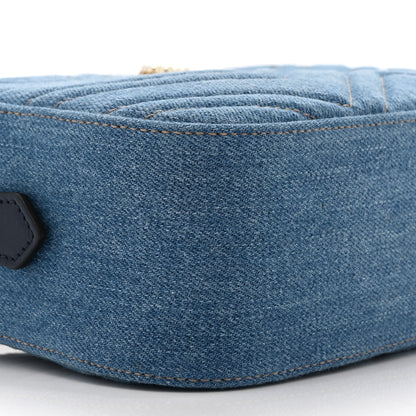 Gucci Denim Matelasse Small Pearly GG Marmont Chain Shoulder Bag Blue 10 of 11