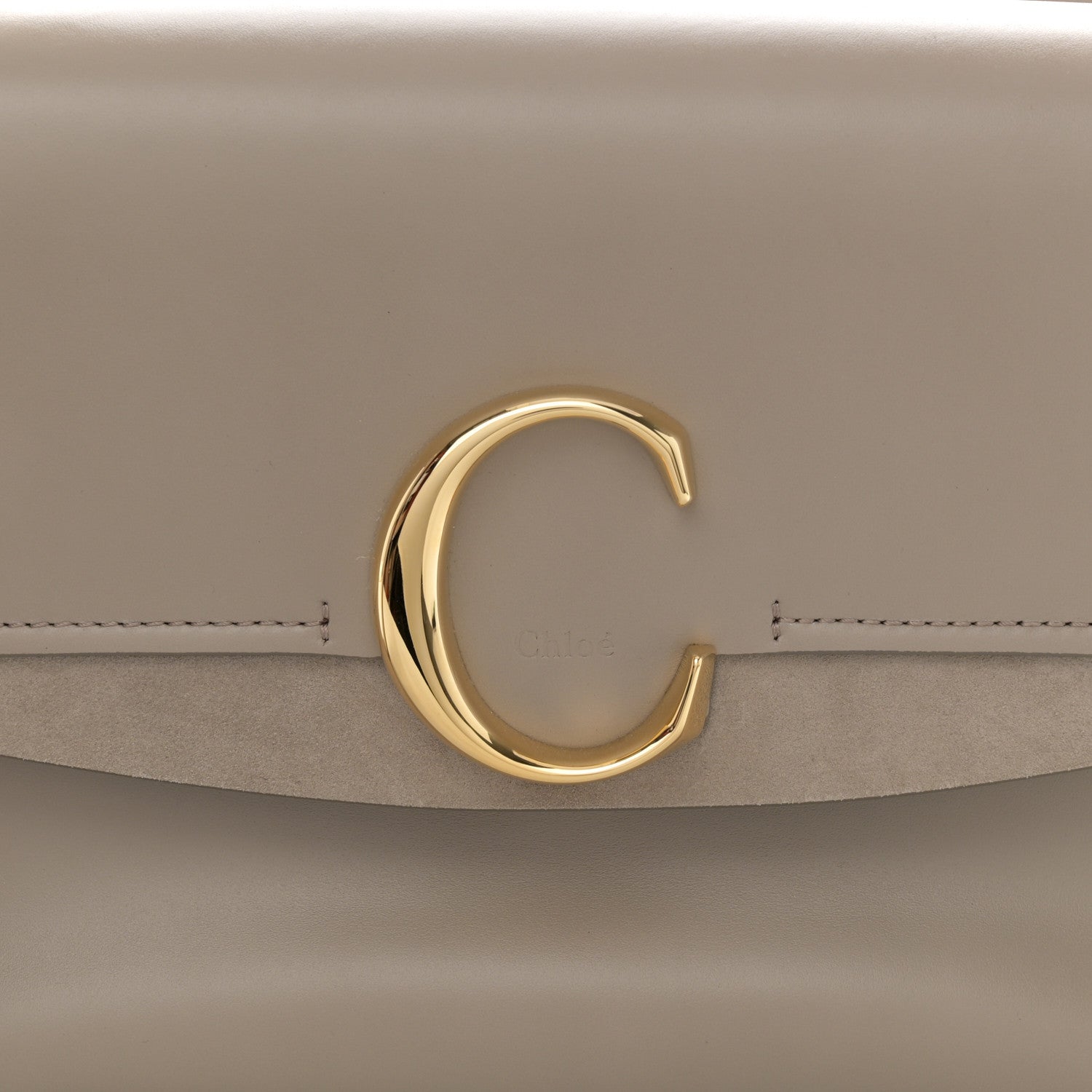 Chloe Shiny Calfskin Suede Small C Double Carry Bag Motty Grey 8 of 13