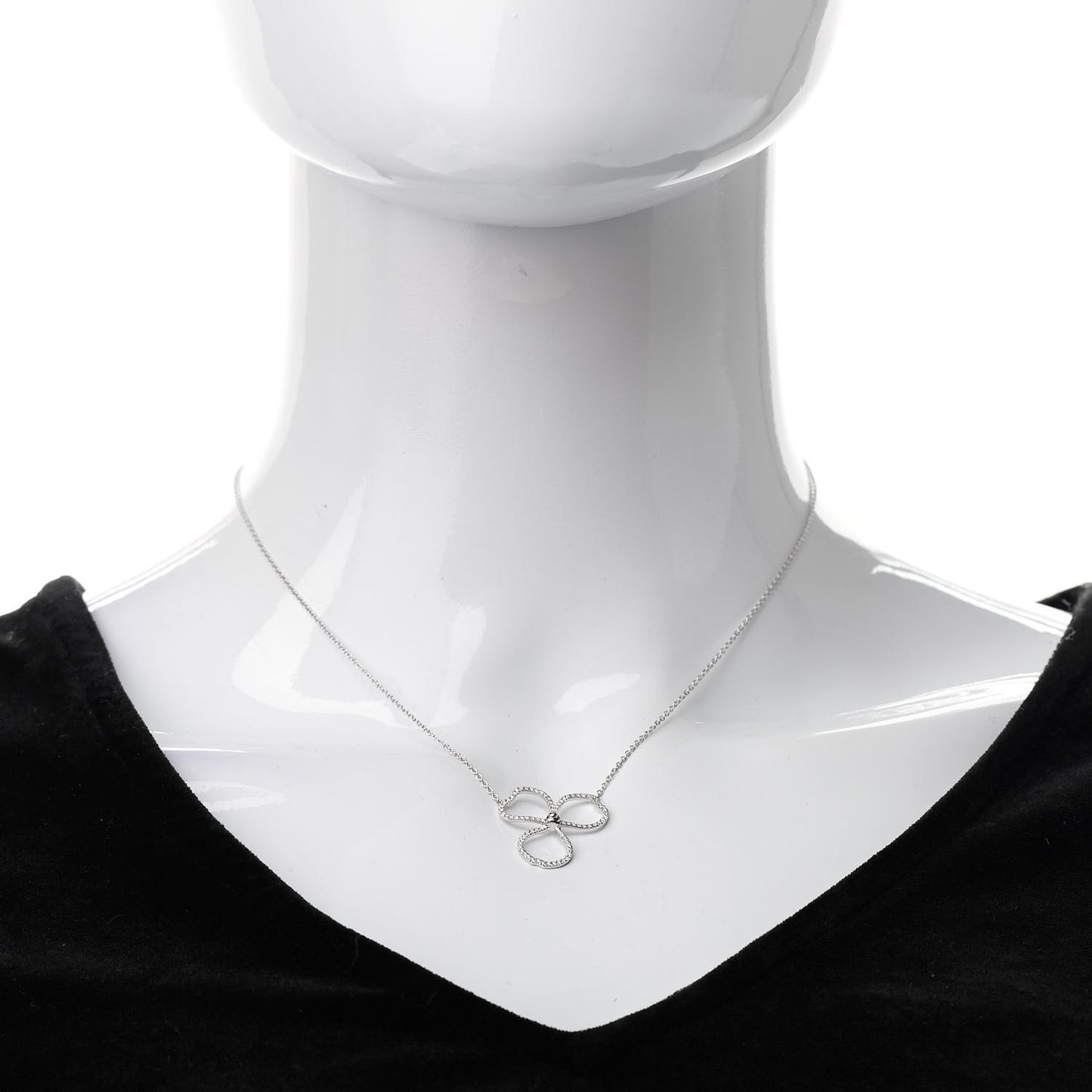 Platinum Diamond Large Paper Flowers Pendant Necklace