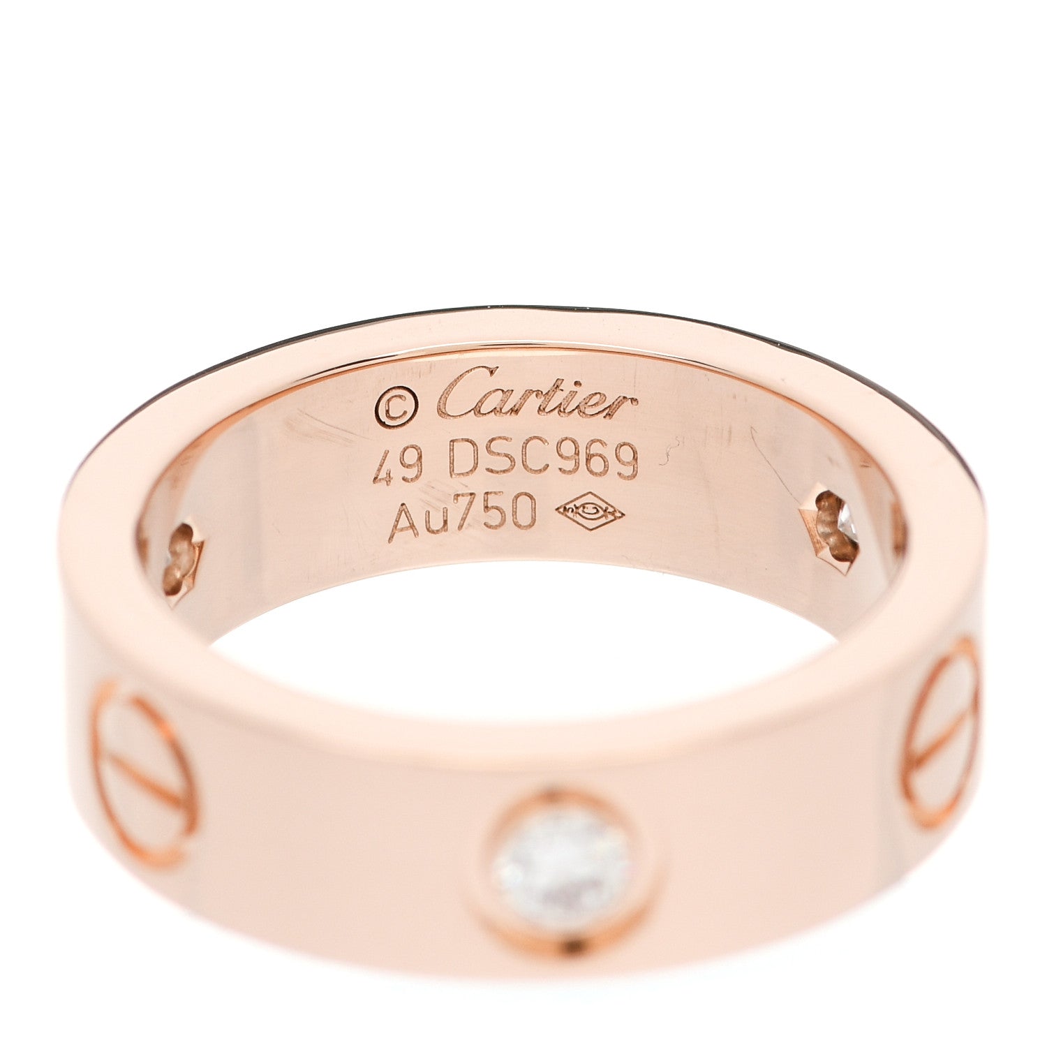 Cartier 18K Pink Gold 3 Diamond 5.5mm LOVE Ring 49 5 4 of 4