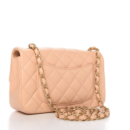 Chanel Lambskin Quilted Mini Rectangular Flap Beige 3 of 12