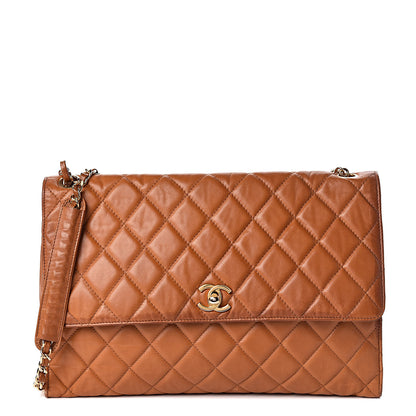Chanel Calfskin Quilted Single Flap Dark Beige 1 of 16