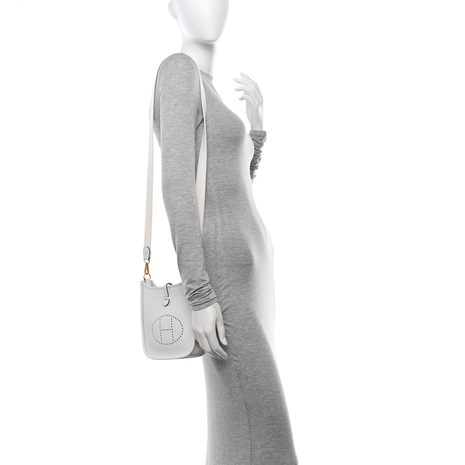 Hermes Taurillon Clemence Evelyne TPM New White 2 of 11