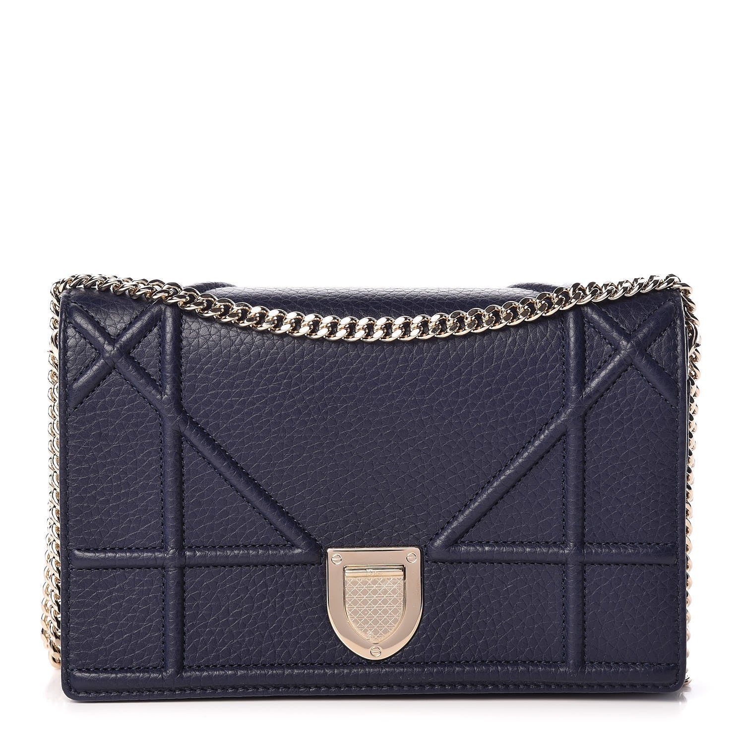 Christian Dior Grained Calfskin Diorama Wallet on Chain Pouch Indigo 1 of 10