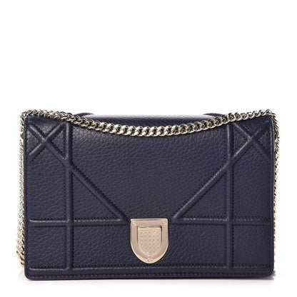 Christian Dior Grained Calfskin Diorama Wallet on Chain Pouch Indigo 1 of 10