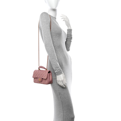 Chanel Iridescent Lambskin Quilted Mini Top Handle Rectangular Flap Pink 2 of 11