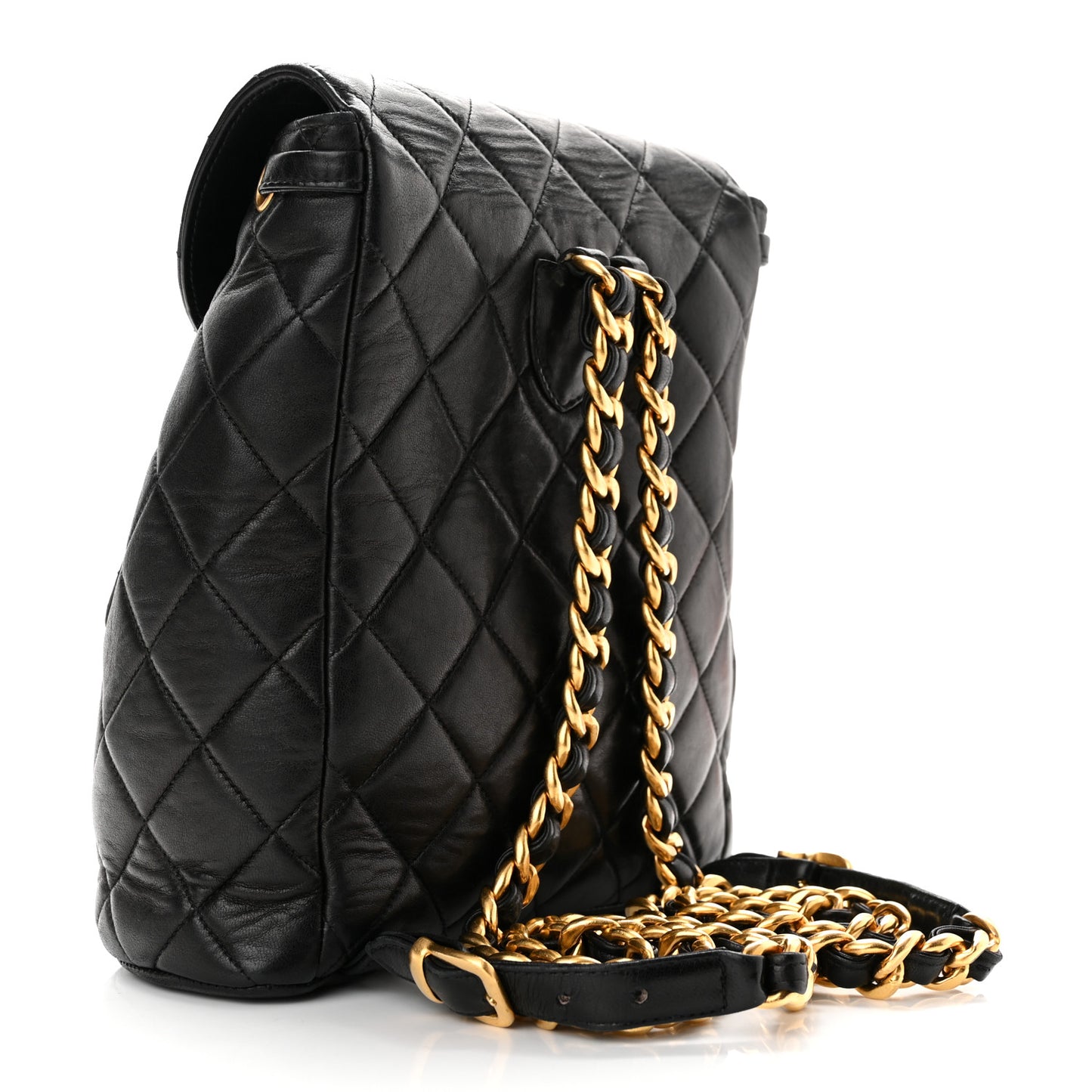 Lambskin Quilted Backpack Black