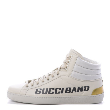 Gucci Calfskin Gucci Band Mens Ace High Top Sneakers 12 Mystic White 1 of 11
