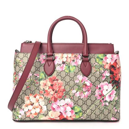 Gucci GG Supreme Monogram Blooms Large Zip Top Tote Beige Multicolor Dry Rose 1 of 9