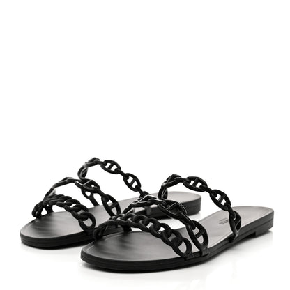 Hermes Rubber Chaine d'Ancre Rivage Sandals 35 Black 3 of 9