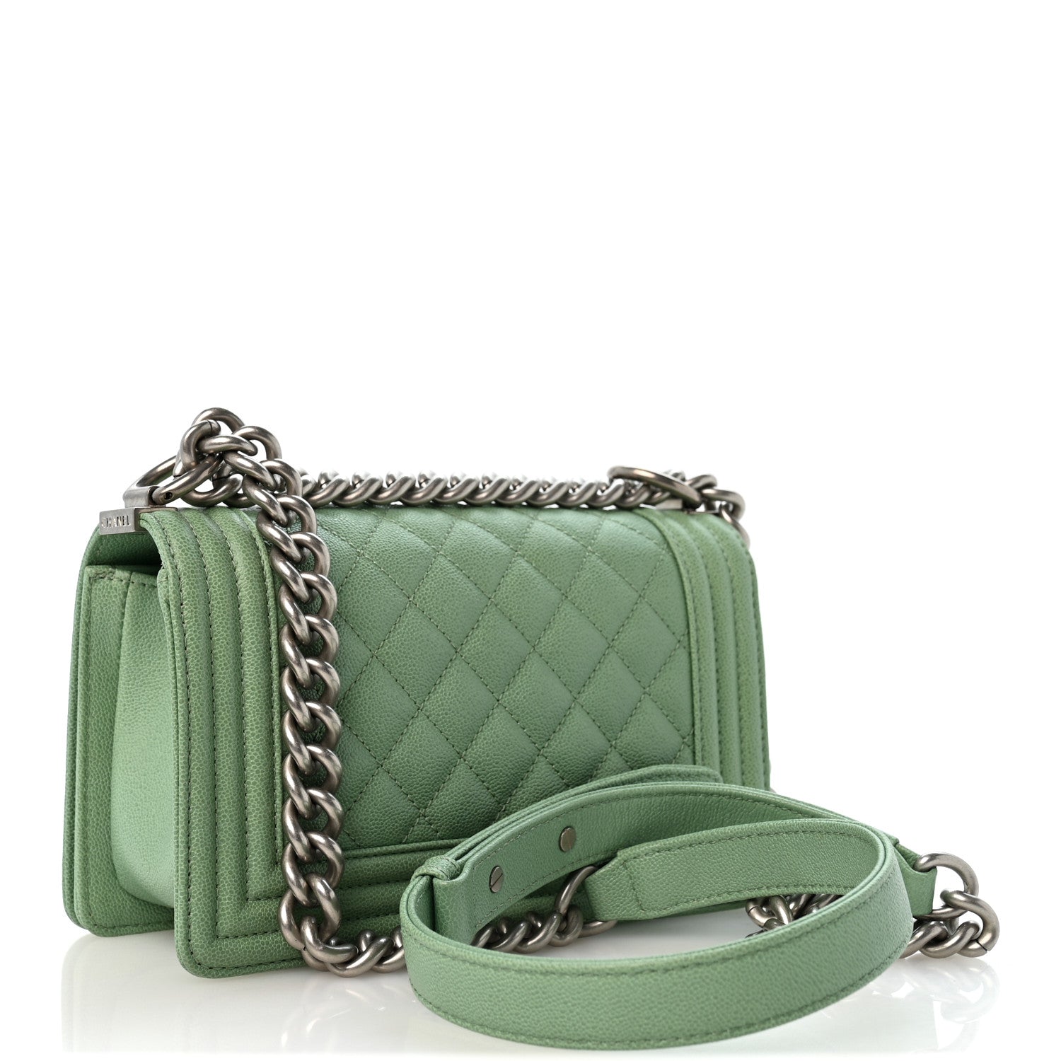 Chanel Caviar Quilted Small Boy Flap Green 3 of 12