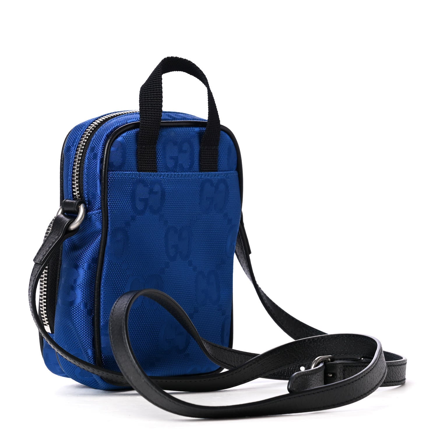 Gucci Econyl Nylon Monogram Off The Grid Shoulder Bag Guilted Blue Black 2 of 4