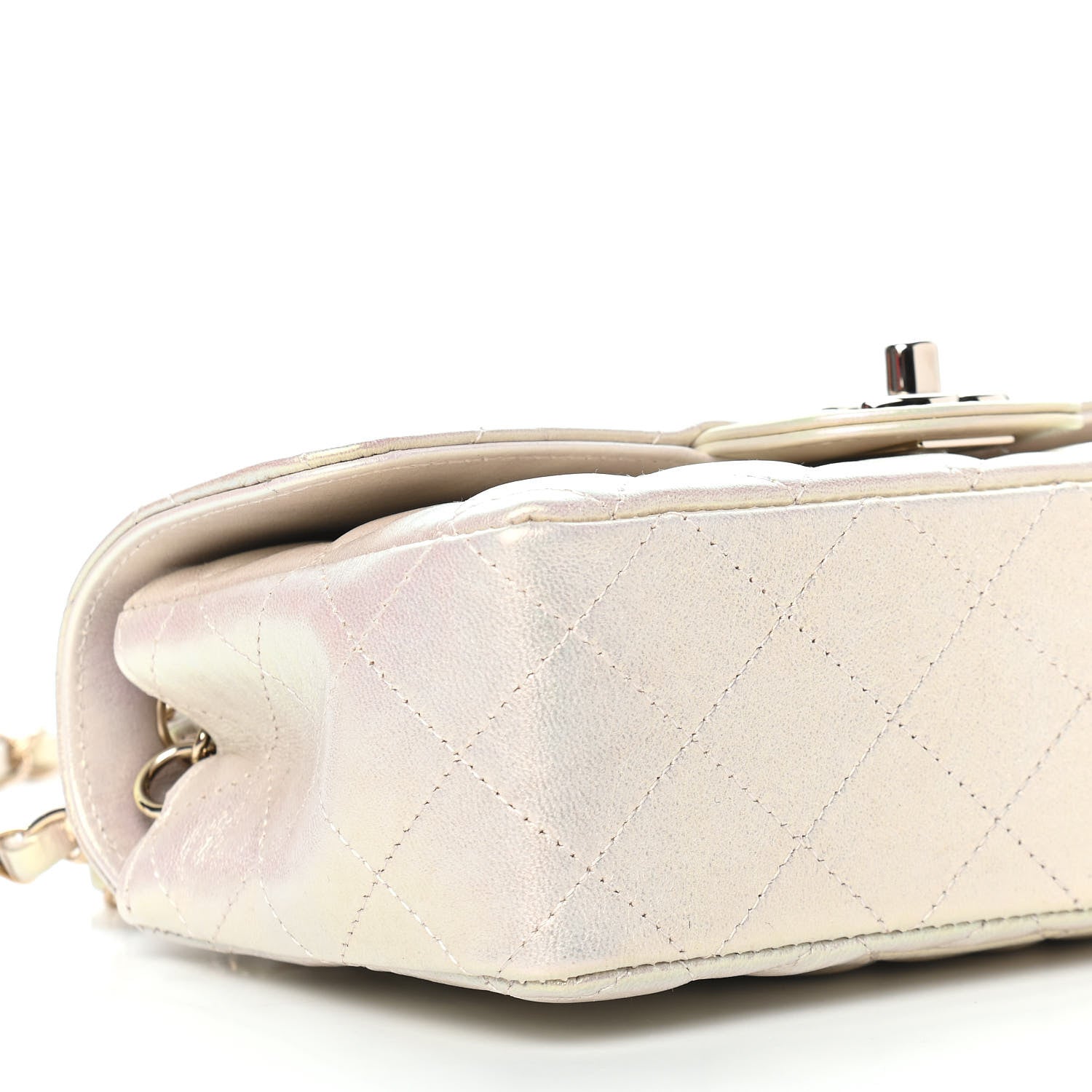 Chanel Iridescent Lambskin Quilted Mini Rectangular Flap Ivory 8 of 9