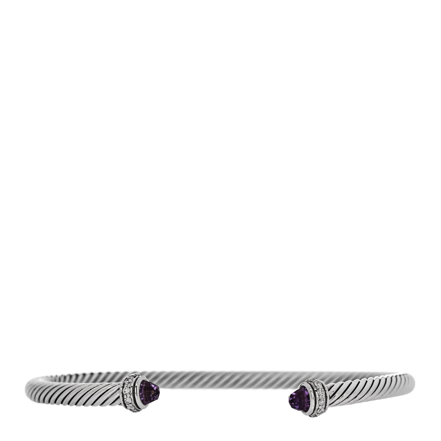 Sterling Silver Amethyst Diamond 4mm Cable Classics Bracelet