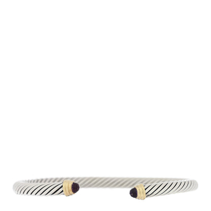 David Yurman Sterling Silver 14K Yellow Gold Amethyst 5mm Cable Classics Petite Color Bracelet 1 of 3