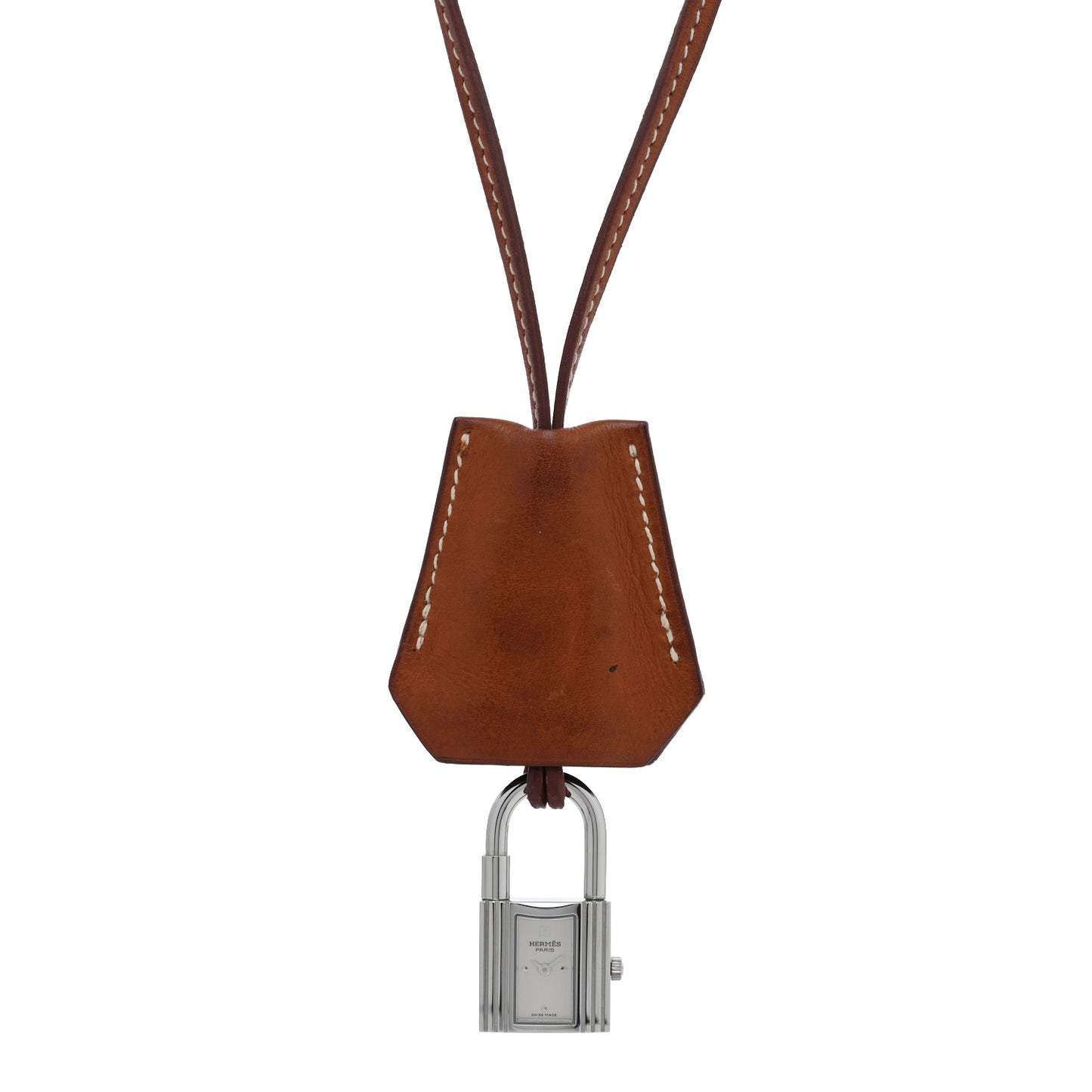 Stainless Steel Barenia Kelly Clochette Necklace Watch Fauve