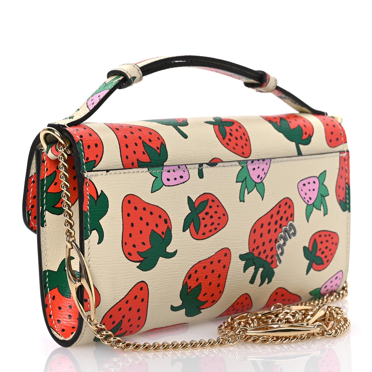 Calfskin Strawberry Print Mini Zumi Shoulder Bag Ivory Red