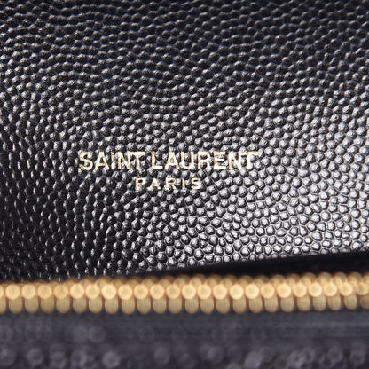 Saint Laurent Grain De Poudre Matelasse Chevron Monogram Flap Wallet Black 6 of 9