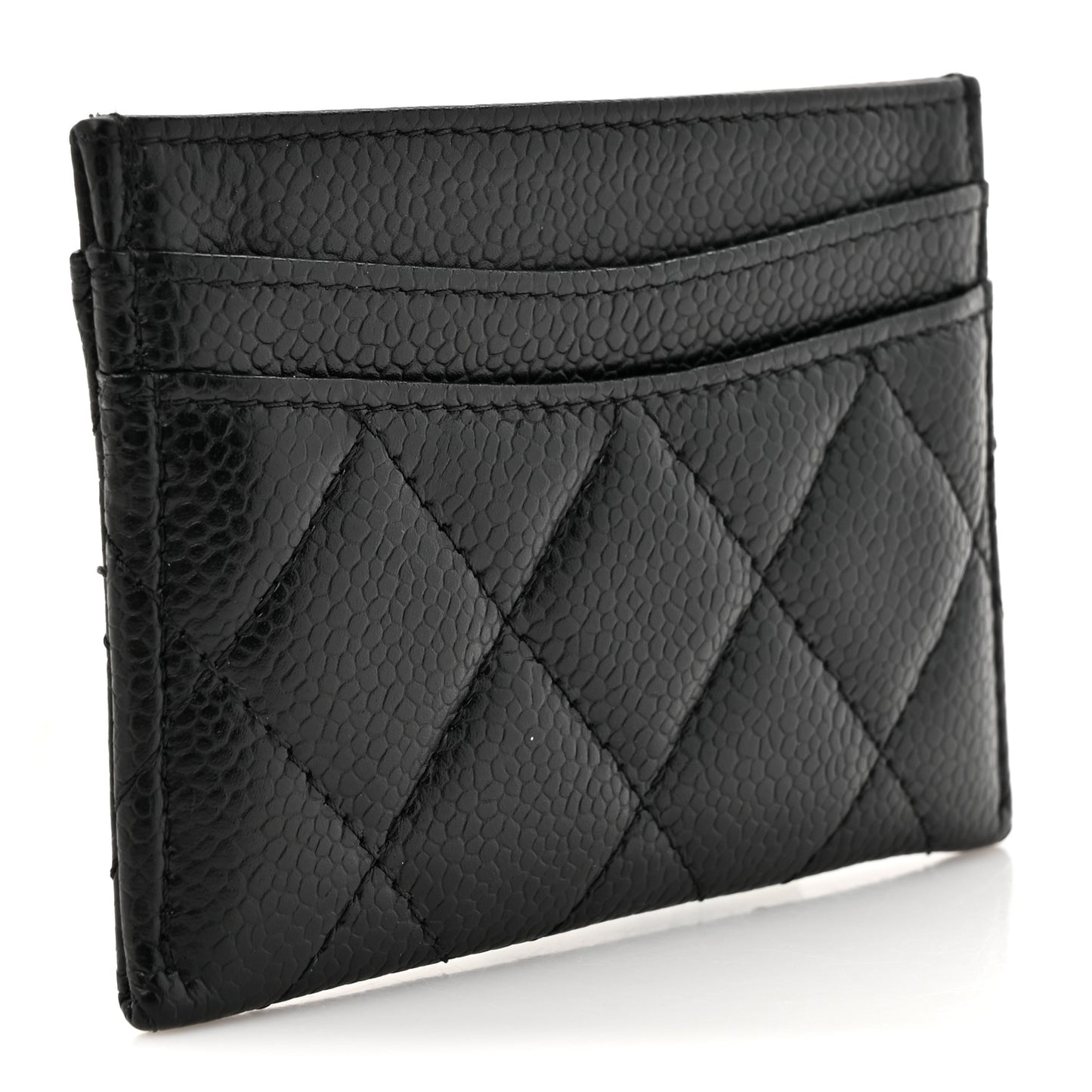 Caviar Quilted Card Holder Black